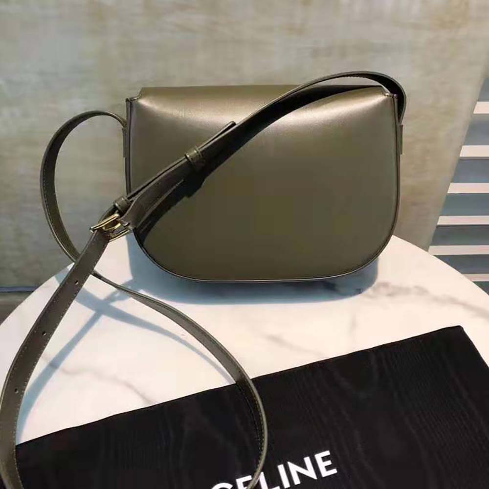 Celine Women Medium Maillon Triomphe Bag in Natural Calfskin-Green - image 3