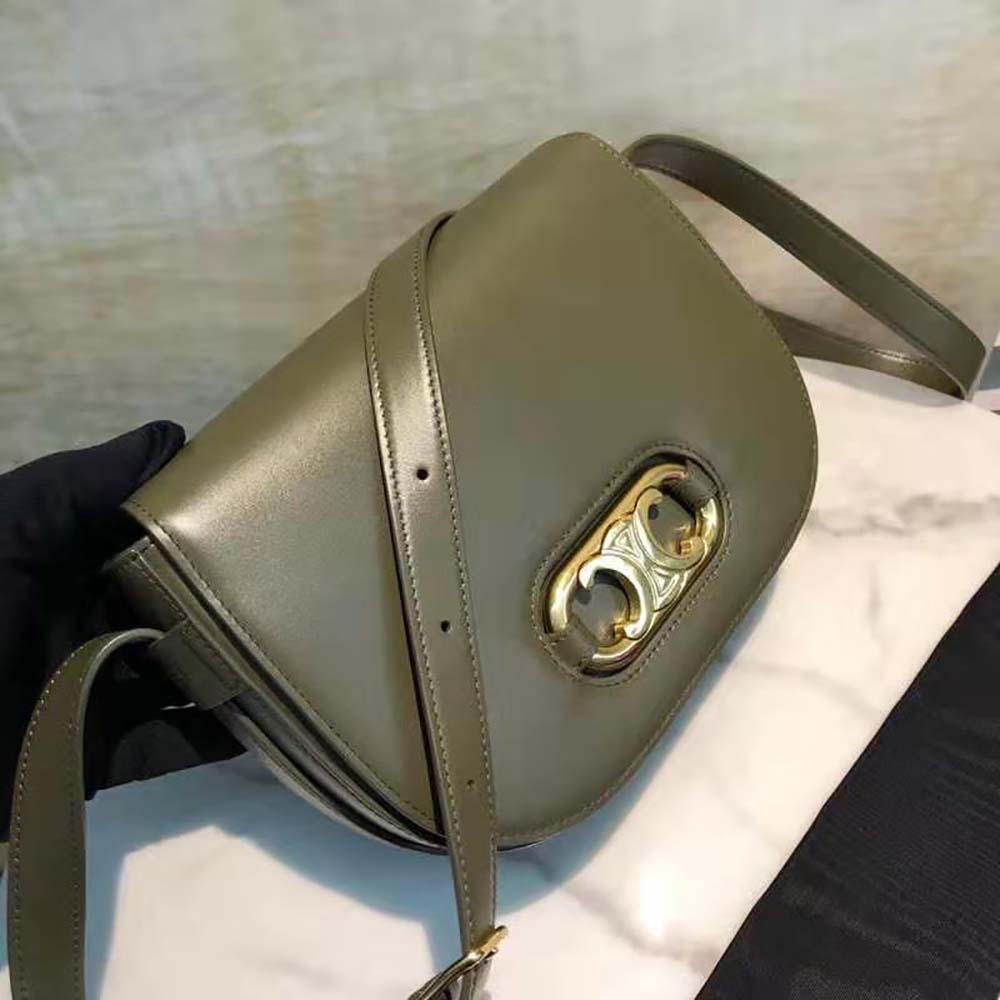 Celine Women Medium Maillon Triomphe Bag in Natural Calfskin-Green - image 5