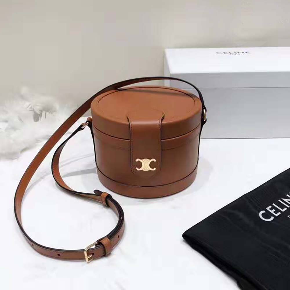 Close-up of gold-tone hardware on Celine Medium Tambour Bag