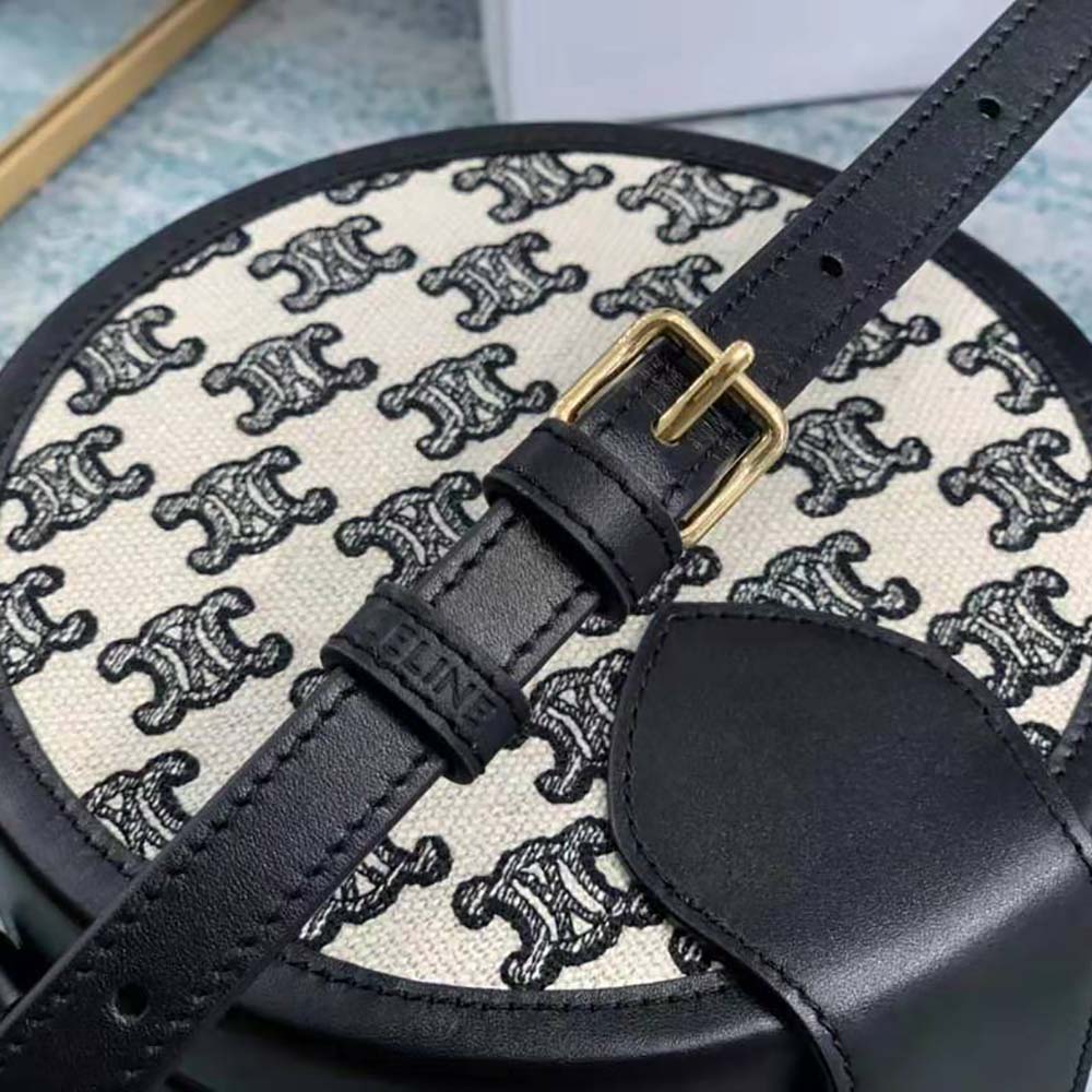Celine Women Medium Tambour Bag in Textile with Triomphe Embroidery - image 11