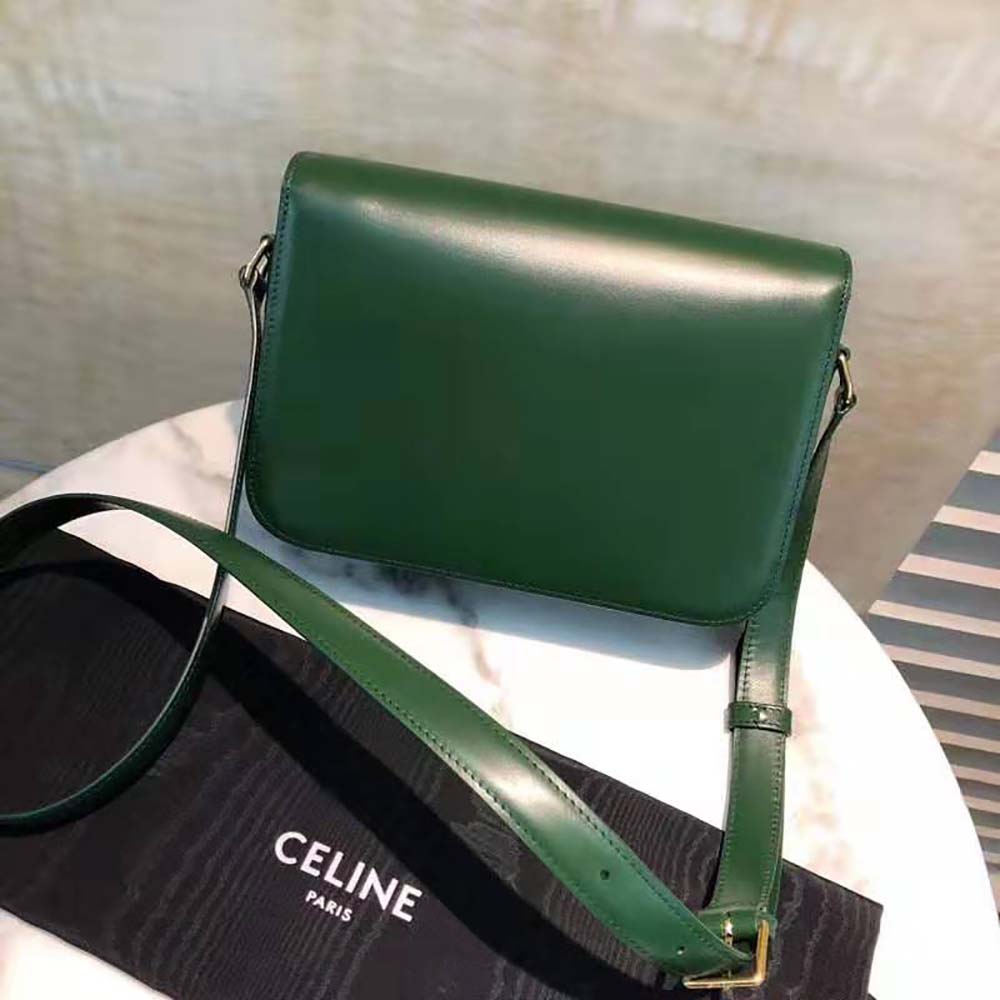 Side angle showing adjustable strap on Celine Women Medium Triomphe Bag