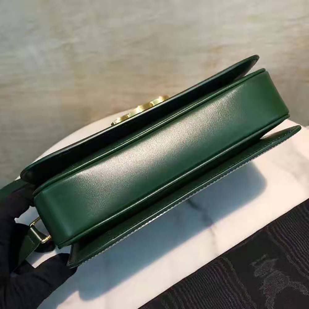 Celine Women Medium Triomphe Bag in Shiny Calfskin-Green - image 4