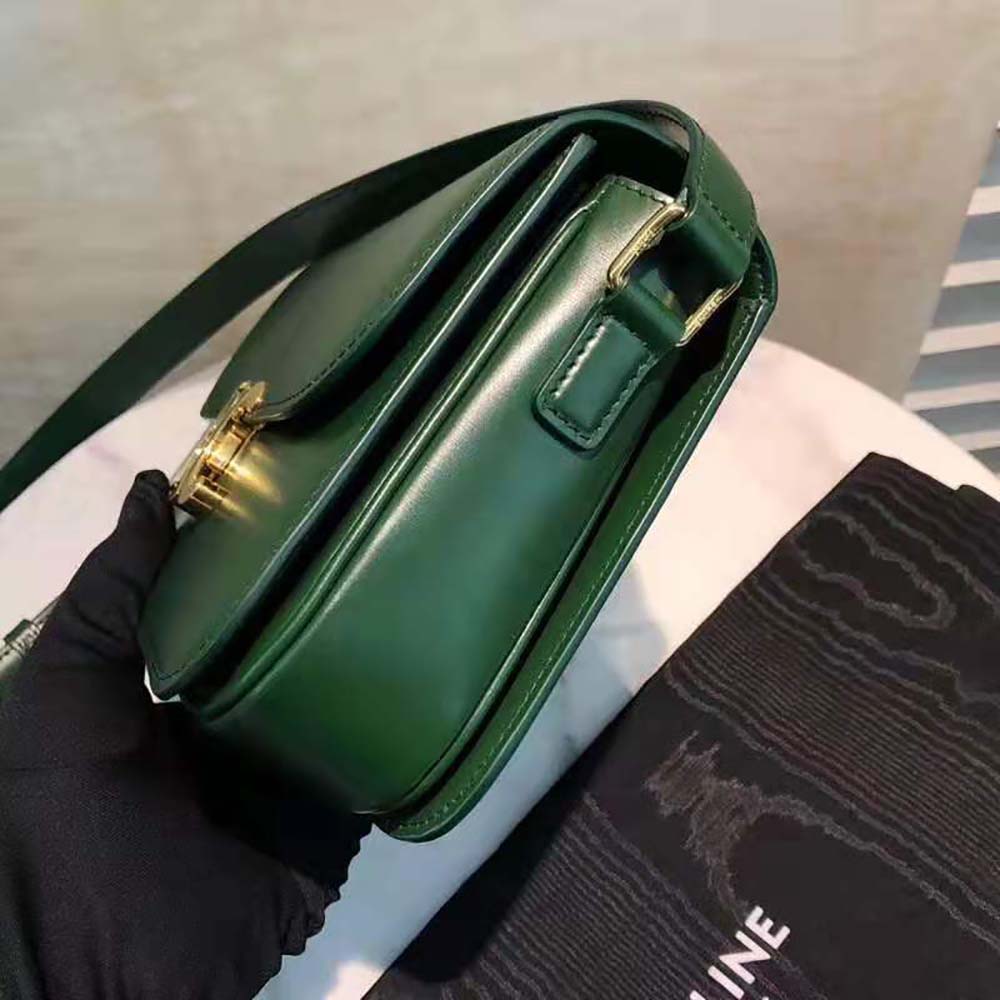 Celine Women Medium Triomphe Bag in Shiny Calfskin-Green - image 6