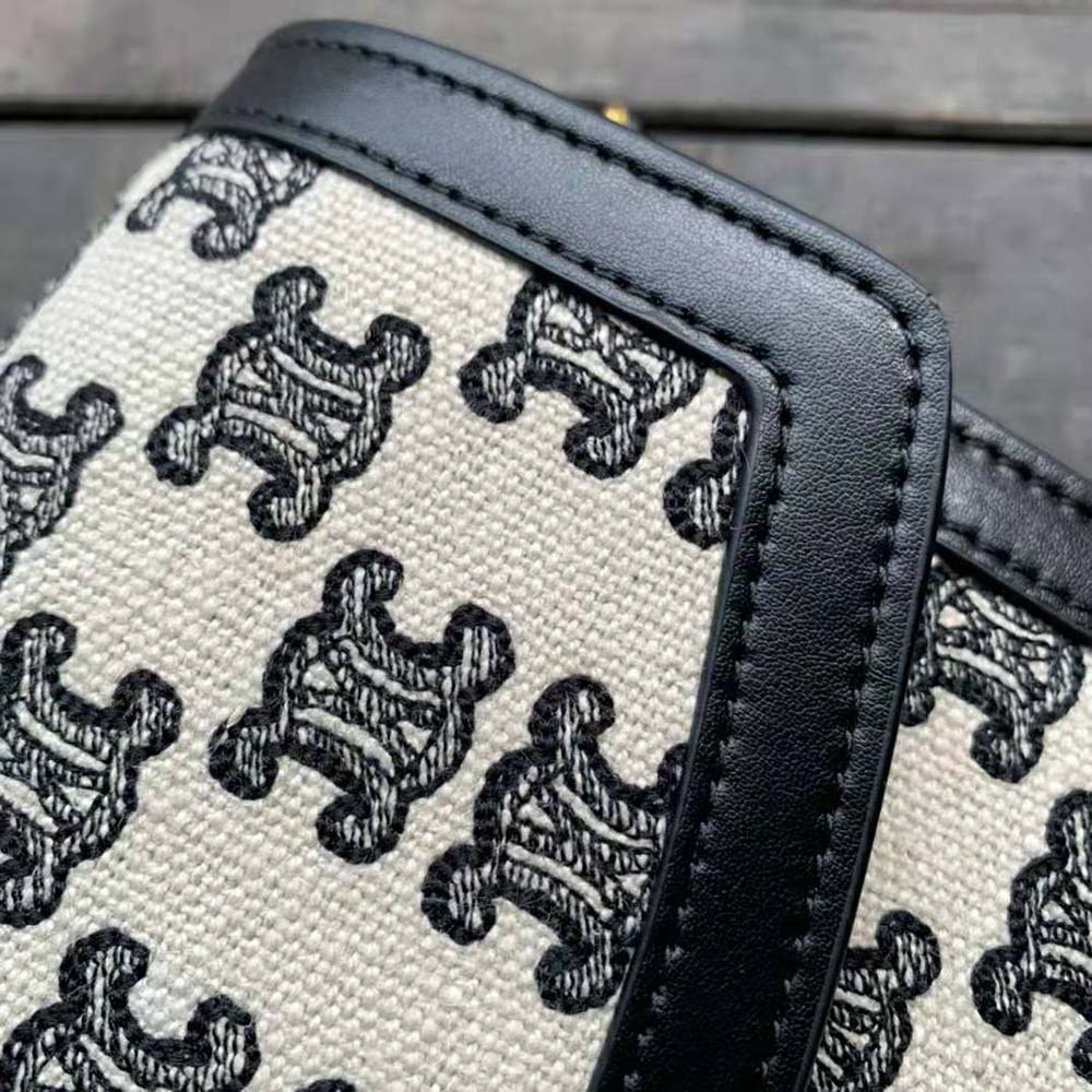 Celine Women Medium Triomphe Bag in Textile with Triomphe Embroidery and Calfskin - image 5