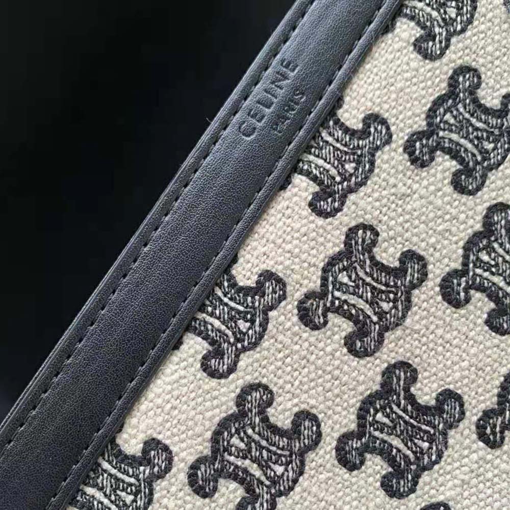 Celine Women Medium Triomphe Bag in Textile with Triomphe Embroidery and Calfskin - image 9