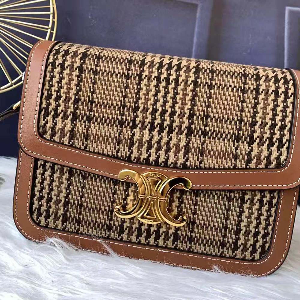 Side profile showing strap and silhouette of Celine Women Medium Triomphe Bag