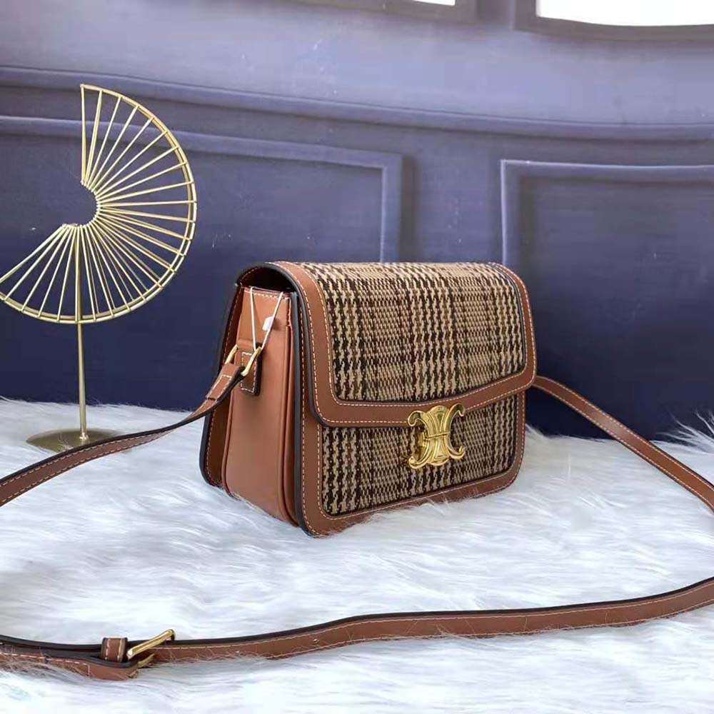 Celine Women Medium Triomphe Bag in Triomphe Textile and Calfskin - image 4