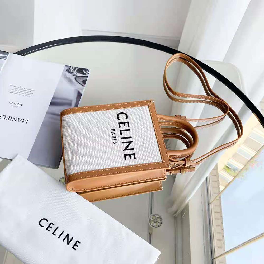 Side angle showcasing silhouette of Celine Women Mini Vertical Cabas Celine