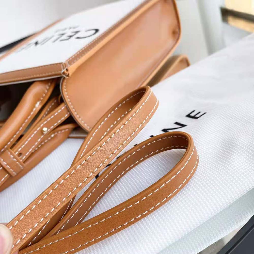 Celine Women Mini Vertical Cabas Celine in Textile with Celine Print and Calfskin-White - image 9
