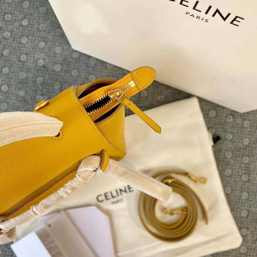 Celine Women Nano Belt Bag in Grained Calfskin-Yellow - image 10