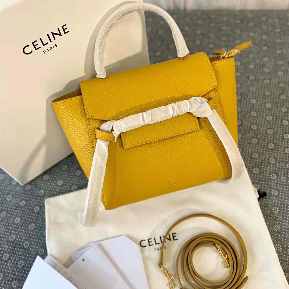 Celine Women Nano Belt Bag in Grained Calfskin-Yellow - image 4