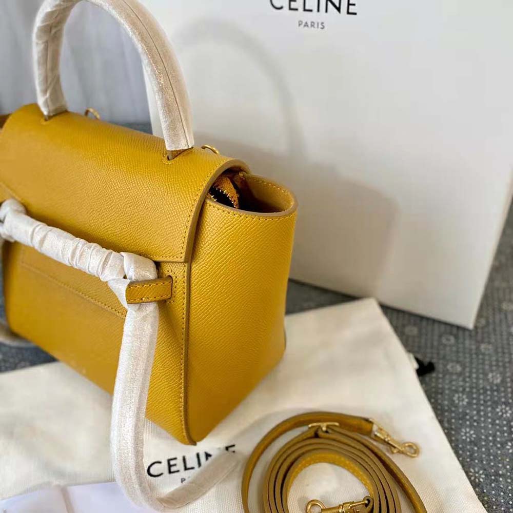 Celine Women Nano Belt Bag in Grained Calfskin-Yellow - image 5