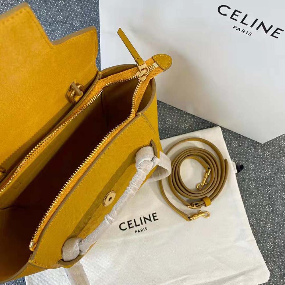 Celine Women Nano Belt Bag in Grained Calfskin-Yellow - image 6