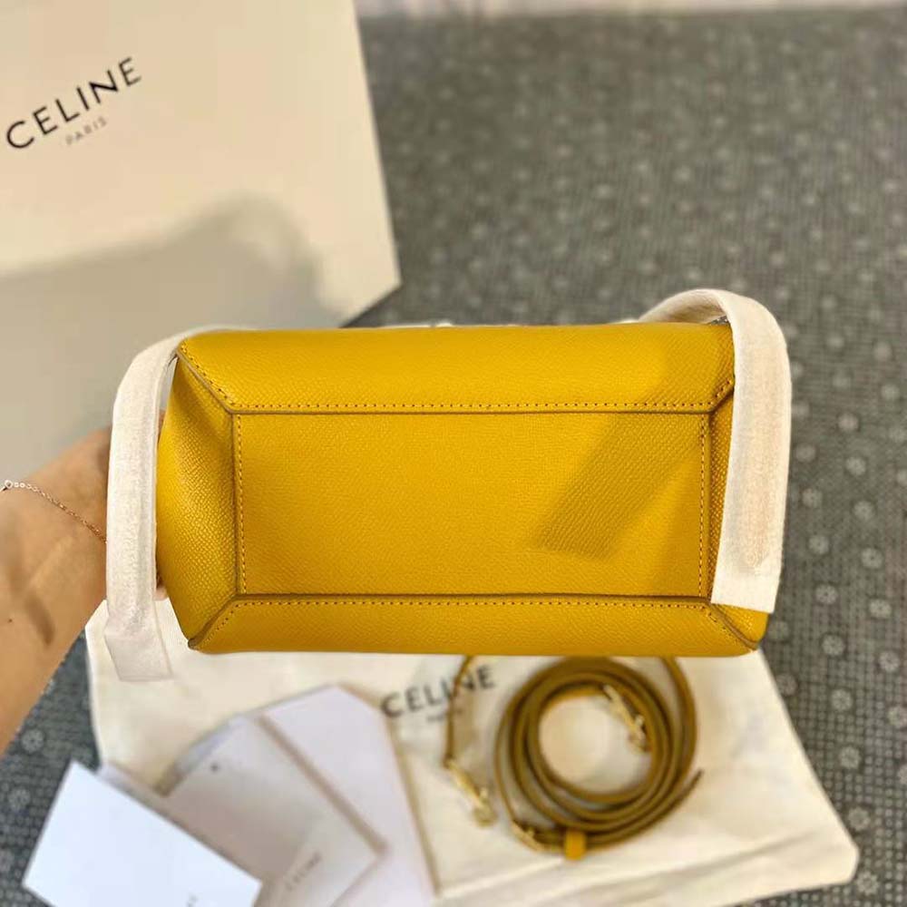 Celine Women Nano Belt Bag in Grained Calfskin-Yellow - image 7