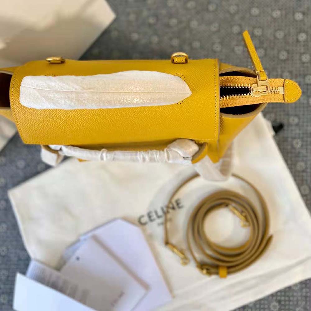Celine Women Nano Belt Bag in Grained Calfskin-Yellow - image 8