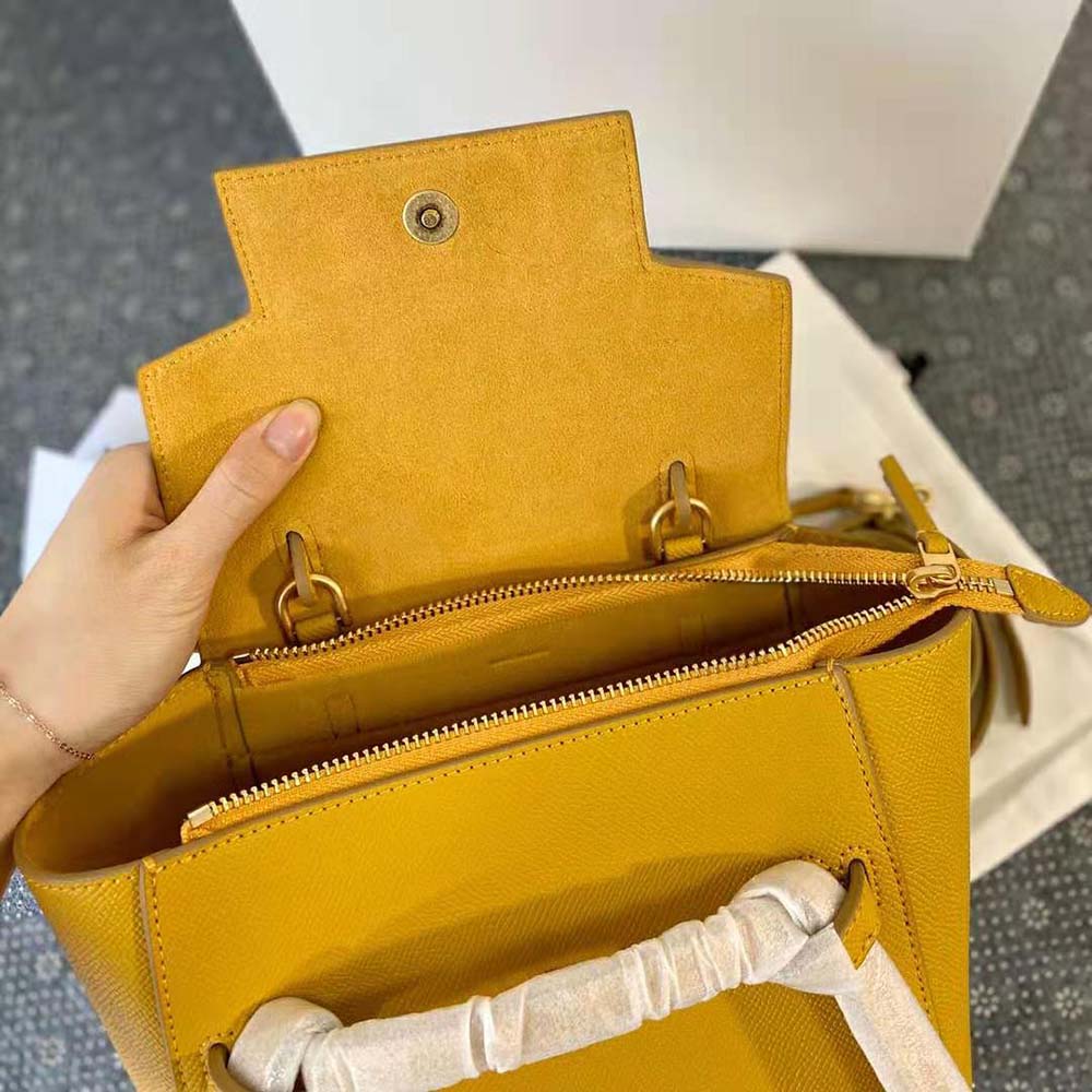 Celine Women Nano Belt Bag in Grained Calfskin-Yellow - image 9