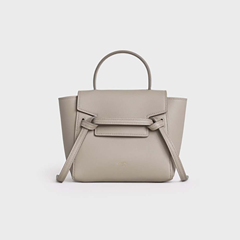 Front view of Celine Women Pico Belt Bag in beige grained calfskin