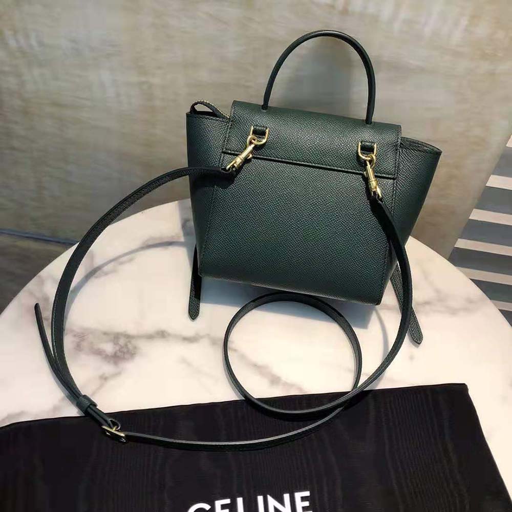 Celine Women Pico Belt Bag in Grained Calfskin-Green - image 4