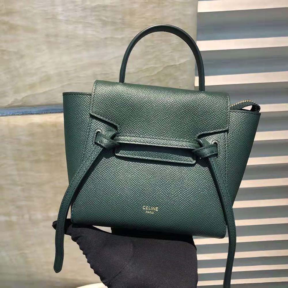 Celine Women Pico Belt Bag in Grained Calfskin-Green - image 2