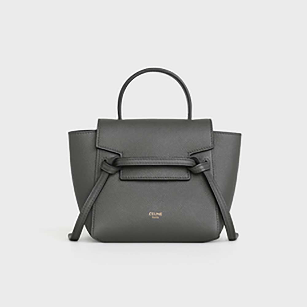 Celine Women Pico Belt Bag in Grained Calfskin-Gray - image 1