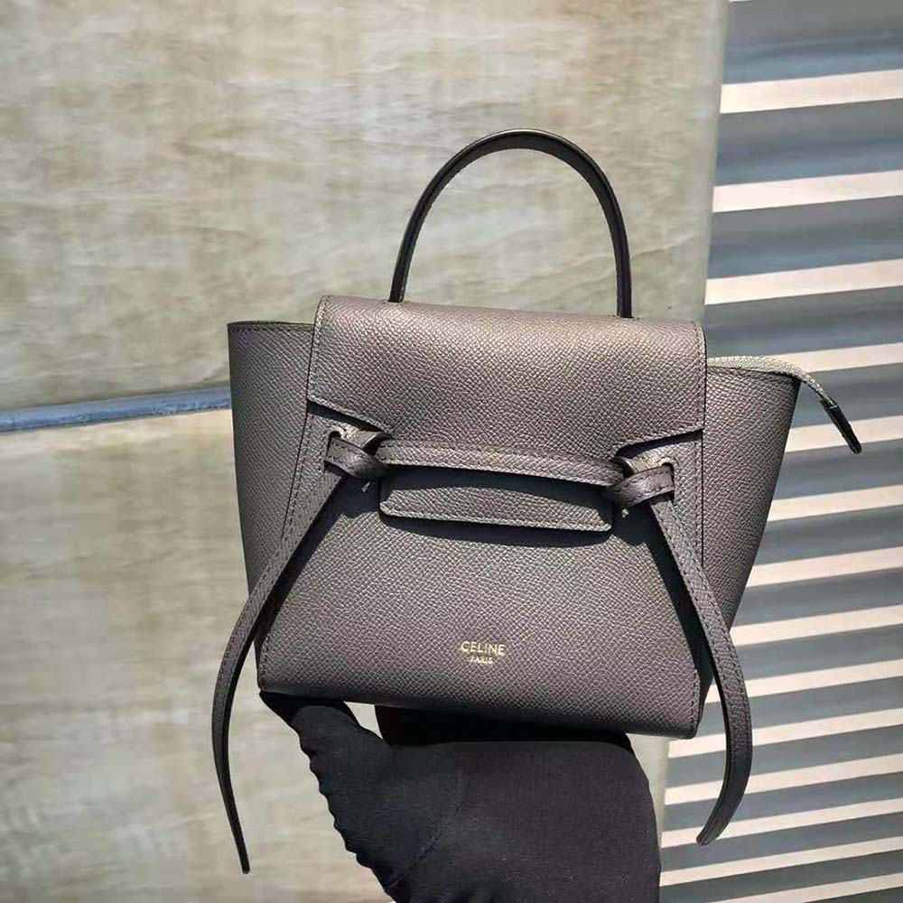 Celine Women Pico Belt Bag in Grained Calfskin-Gray - image 2