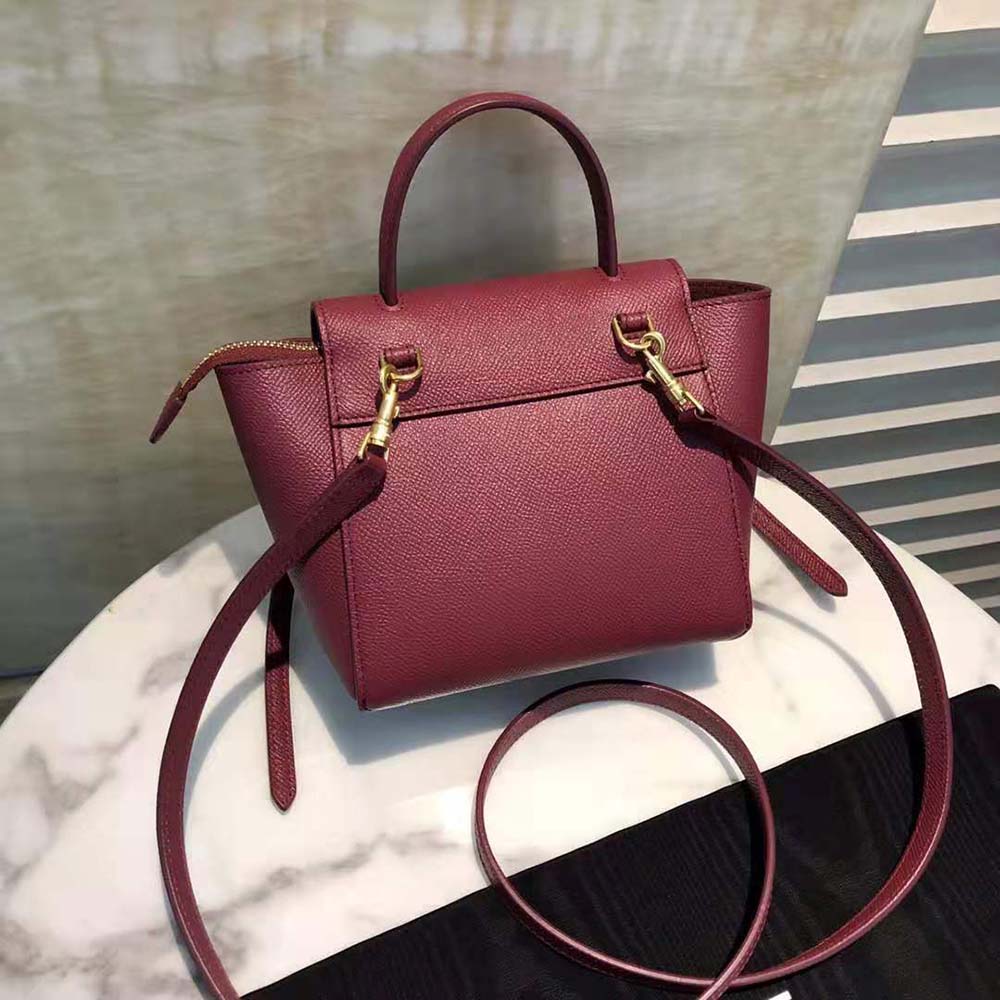 Celine Women Pico Belt Bag in Grained Calfskin-Maroon - image 4