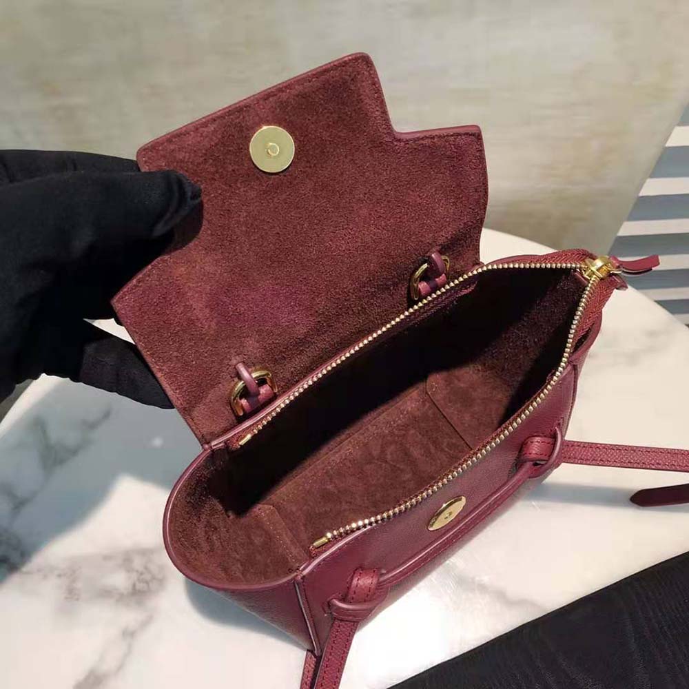 Celine Women Pico Belt Bag in Grained Calfskin-Maroon - image 5