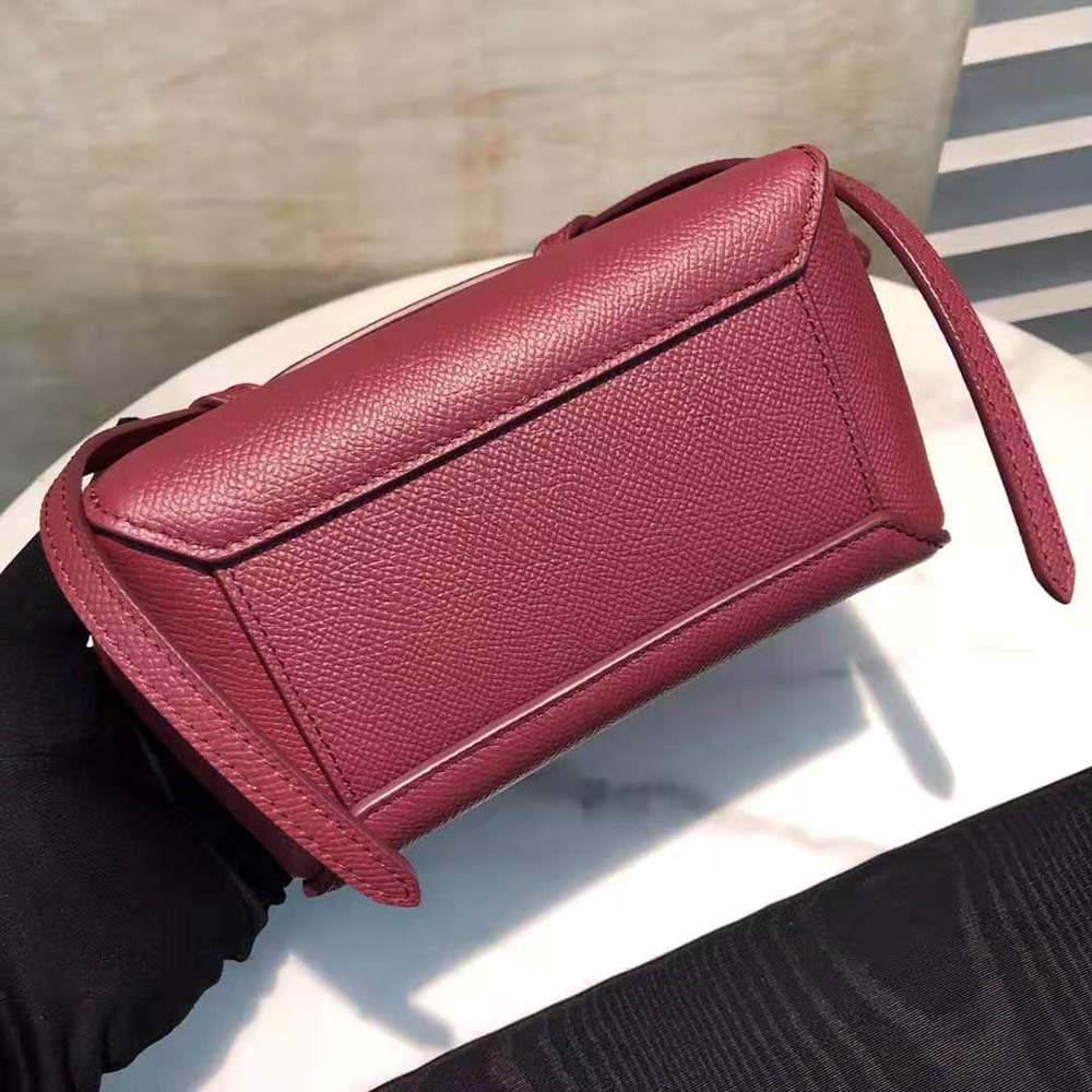 Celine Women Pico Belt Bag in Grained Calfskin-Maroon - image 6