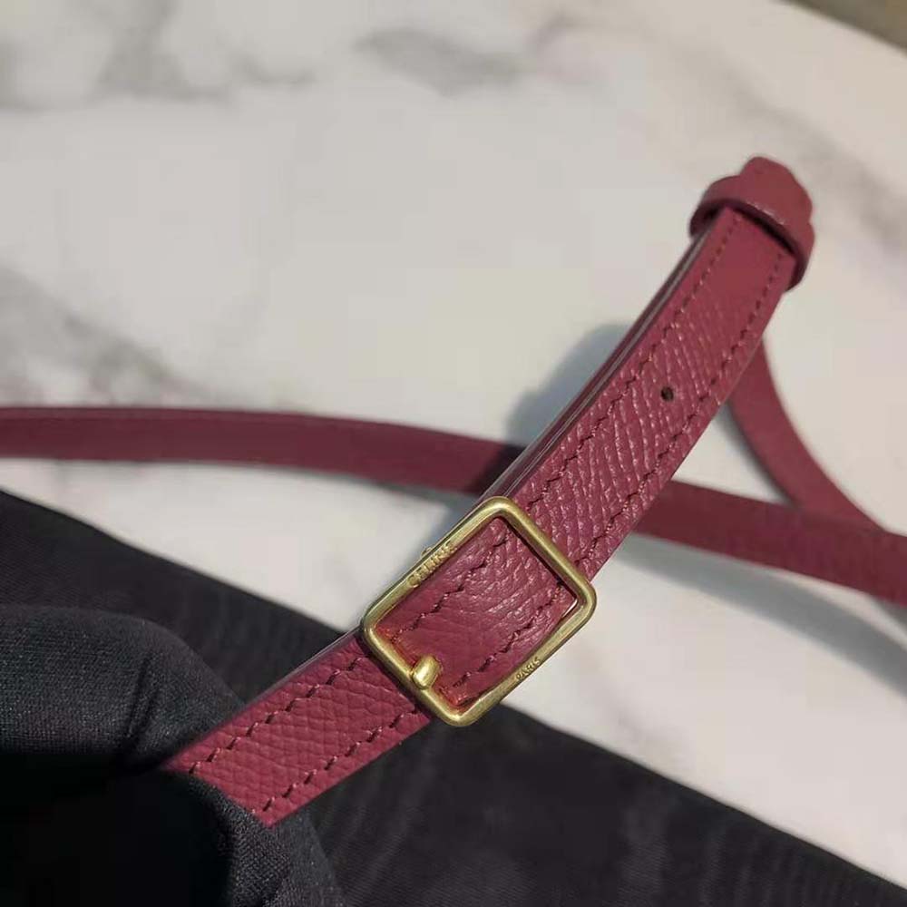 Celine Women Pico Belt Bag in Grained Calfskin-Maroon - image 10