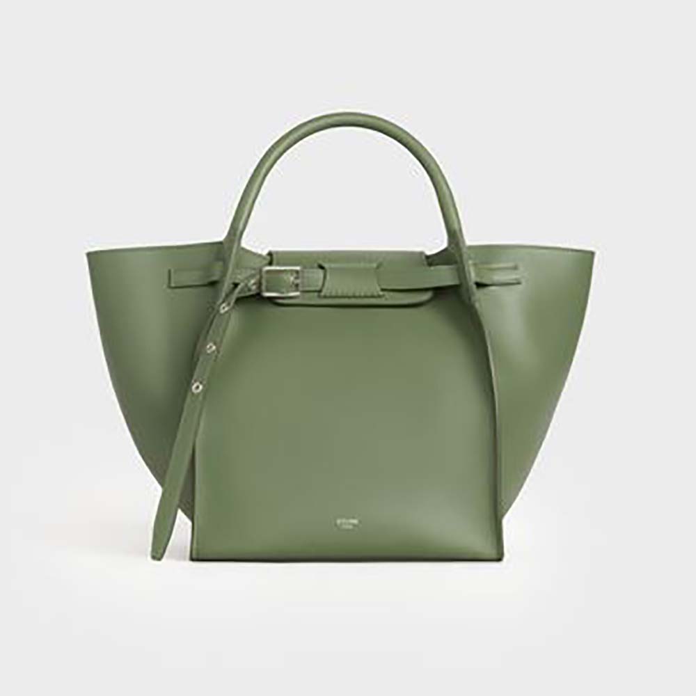Front view of Celine Women Small Big Bag with Long Strap in Lime