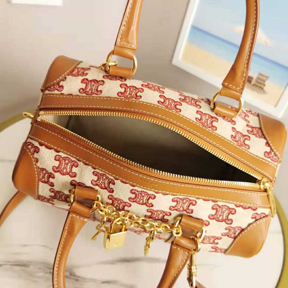 Celine Women Small Boston Bag in Textile With Triomphe Embroidery - image 6