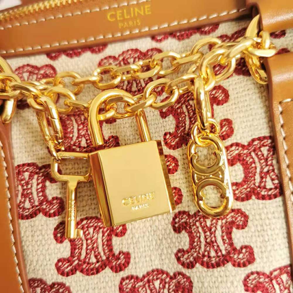 Celine Women Small Boston Bag in Textile With Triomphe Embroidery - image 7