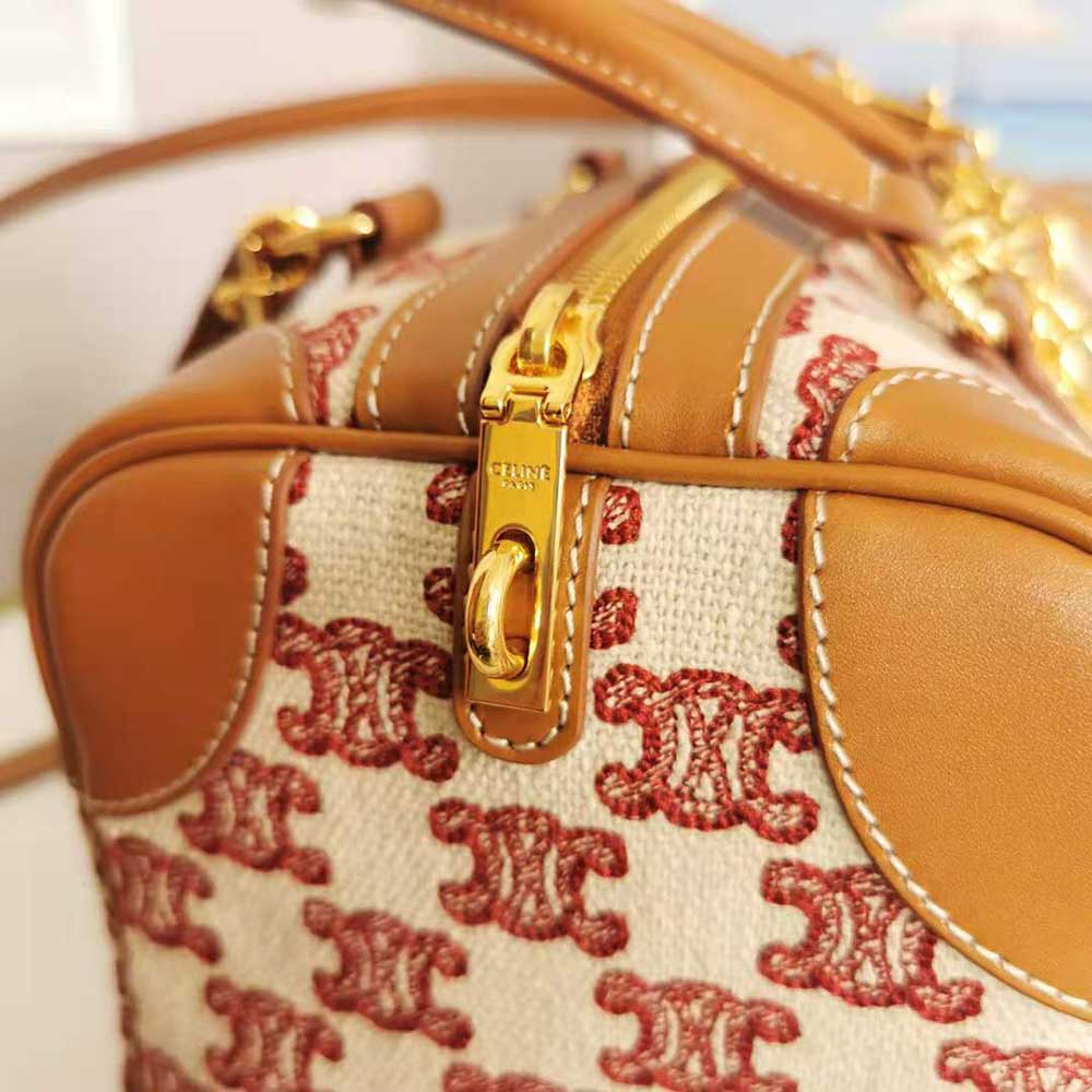 Celine Women Small Boston Bag in Textile With Triomphe Embroidery - image 8