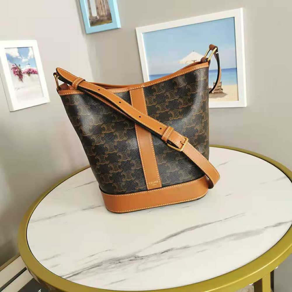 Close-up of gold-tone hardware on Celine Women Small Bucket