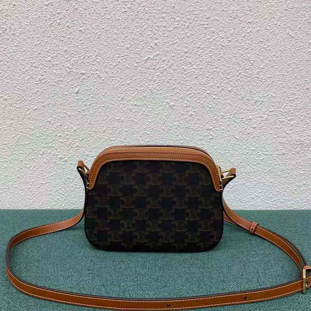 Side angle showing adjustable strap detail on Celine Women Small Camera Bag