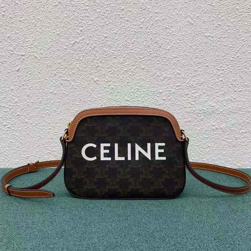 Close-up of gold push-lock on Celine Women Small Camera Bag