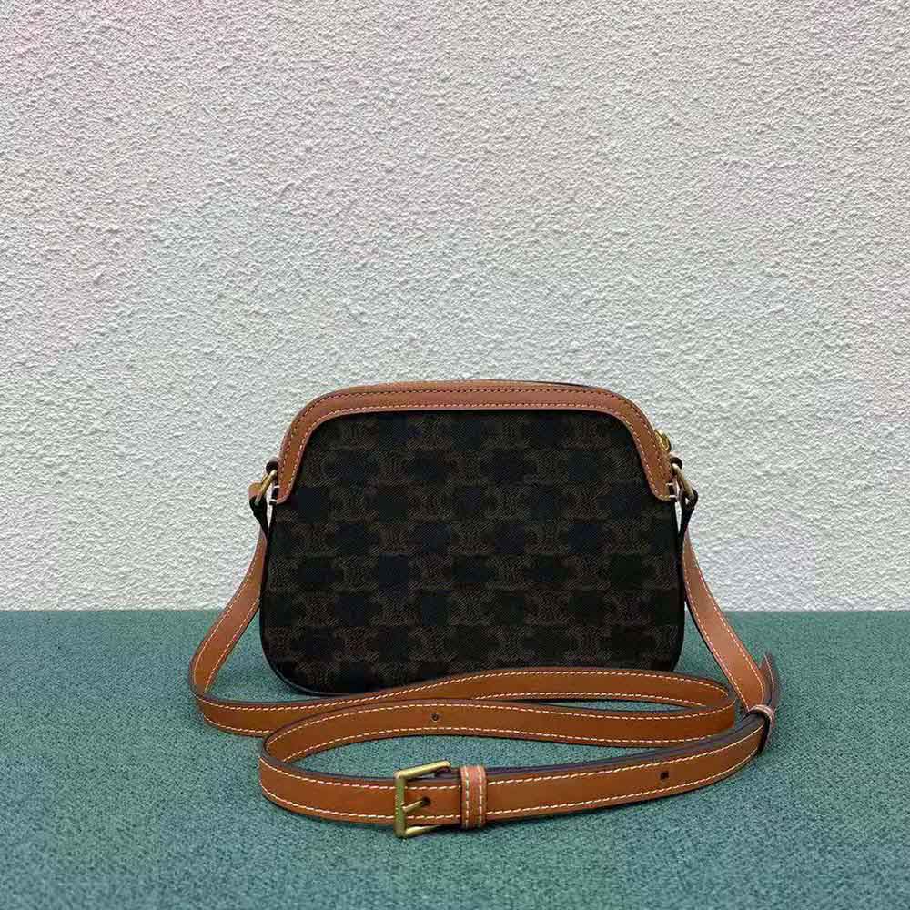 Celine Women Small Camera Bag in Triomphe Canvas-Brown - image 4