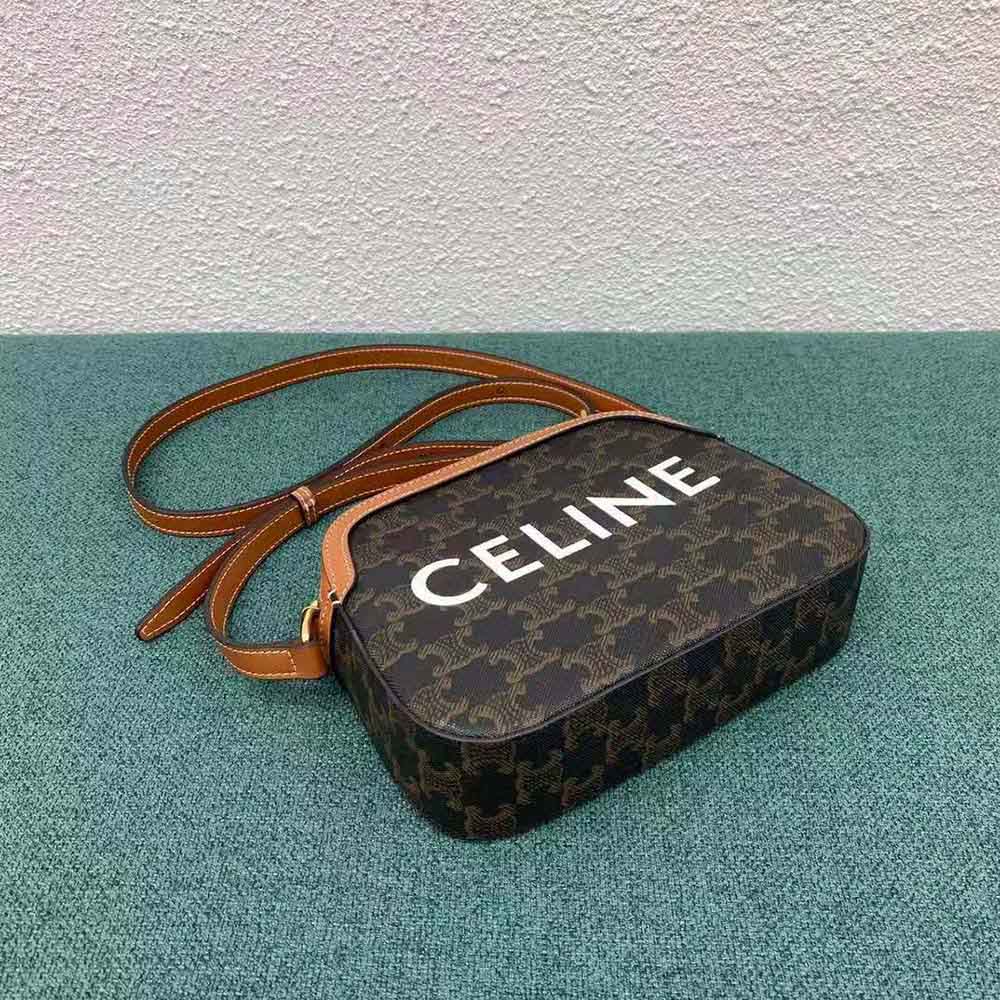 Celine Women Small Camera Bag in Triomphe Canvas-Brown - image 5