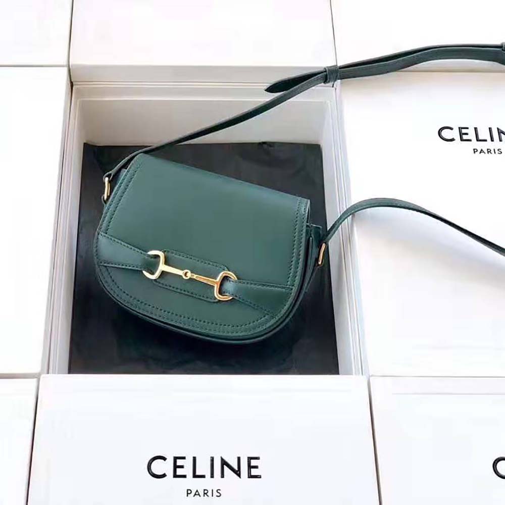 Close-up of gold-tone hardware and stitching on Celine Women Small Crecy Bag