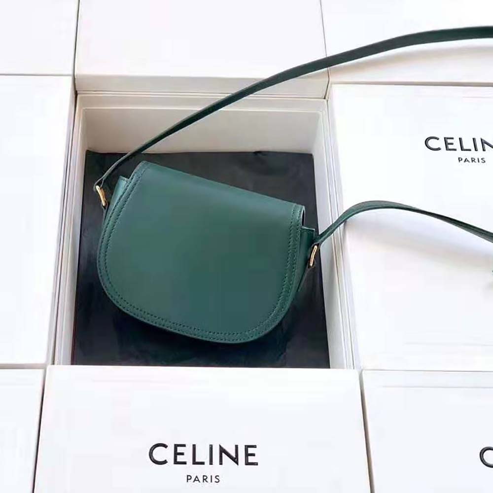 Side angle showing compact silhouette of Celine Women Small Crecy Bag