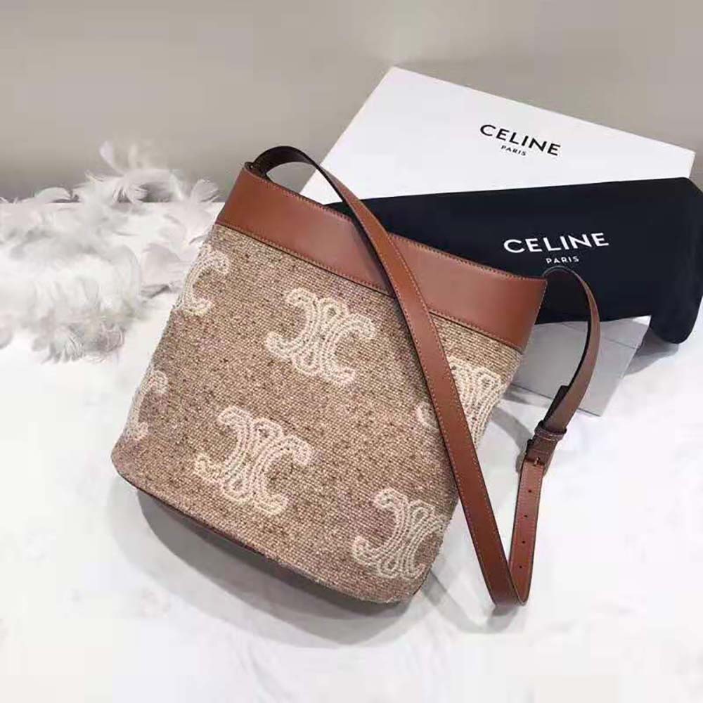 Celine Women Small Soft Bucket Bag in Triomphe Jacquard and Calfskin - image 10