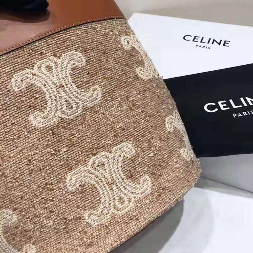 Celine Women Small Soft Bucket Bag in Triomphe Jacquard and Calfskin - image 4