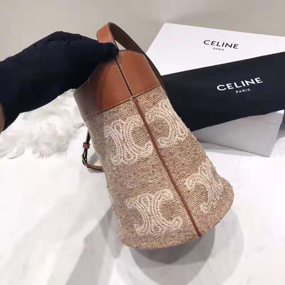 Celine Women Small Soft Bucket Bag in Triomphe Jacquard and Calfskin - image 5