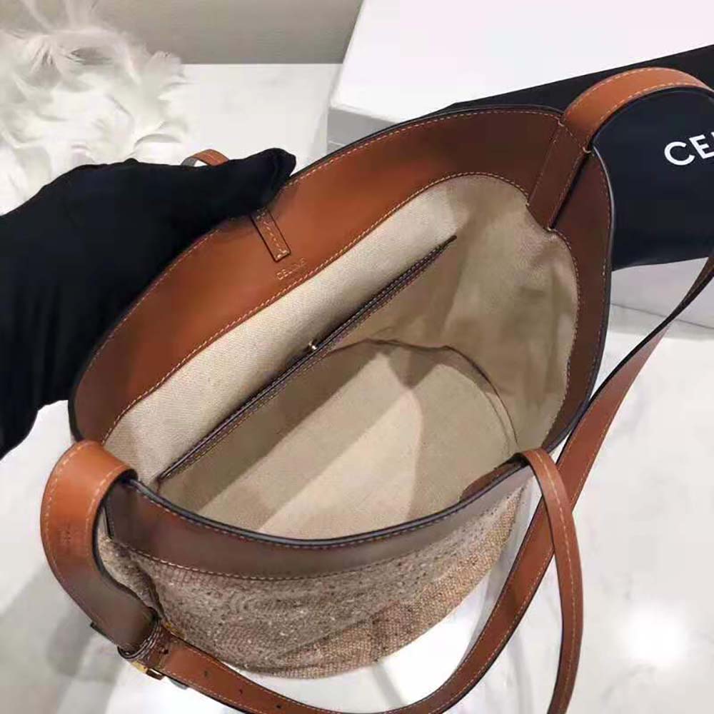 Celine Women Small Soft Bucket Bag in Triomphe Jacquard and Calfskin - image 7