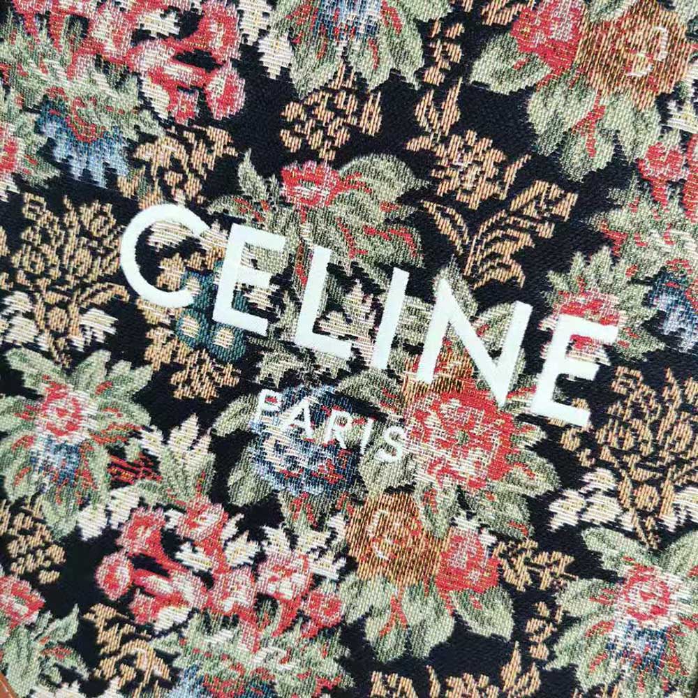 Celine Women Small Vertical Cabas Celine in Floral Jacquard and Calfskin - image 7