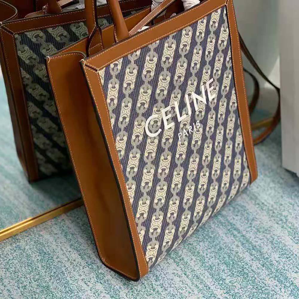 Celine Women Small Vertical Cabas Celine in Maillon Triomphe Jacquard and Calfskin - image 5