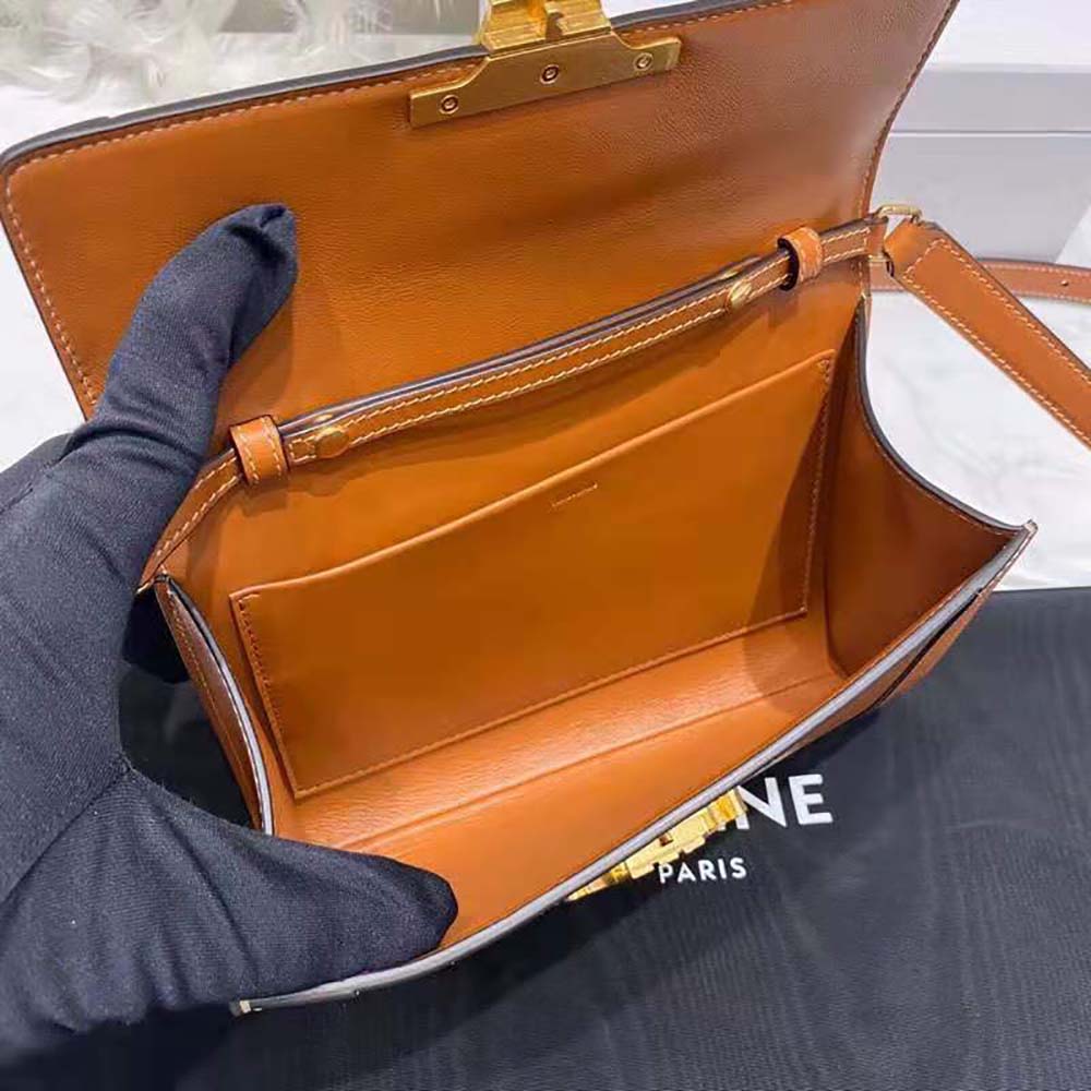 Celine Women Strap Bag Triomphe in Natural Calfskin-Brown - image 7