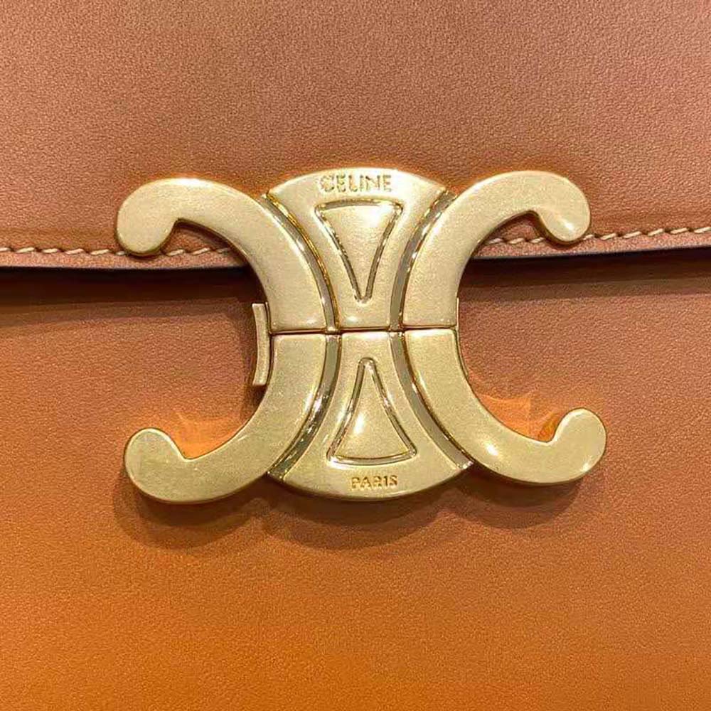 Celine Women Strap Bag Triomphe in Natural Calfskin-Brown - image 9