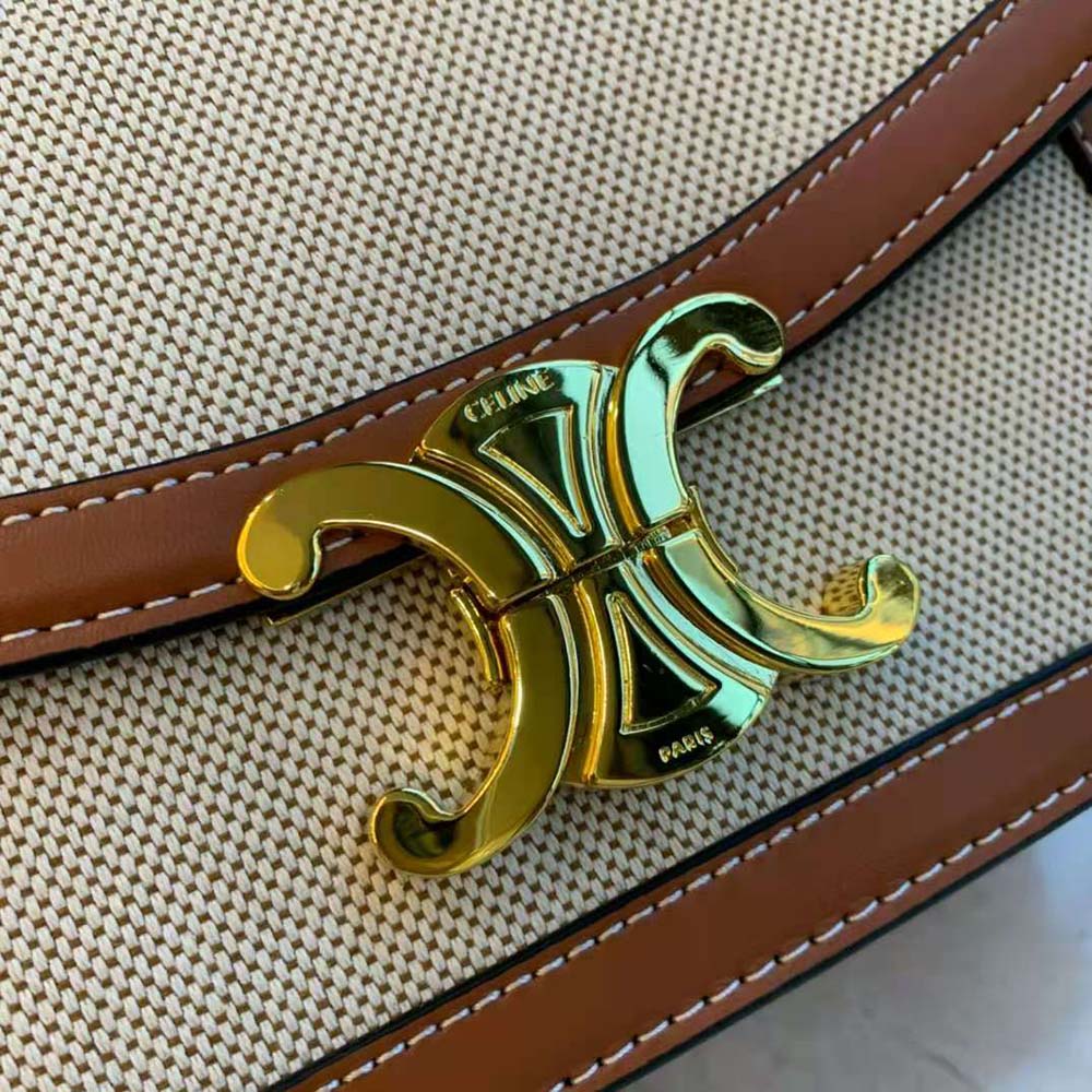 Celine Women Teen Triomphe Bag in Textile and Natural Calfskin - image 7
