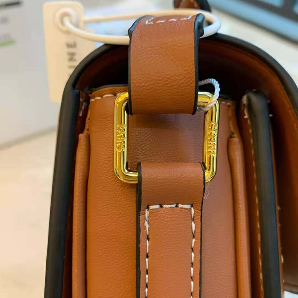Celine Women Teen Triomphe Bag in Textile and Natural Calfskin - image 9